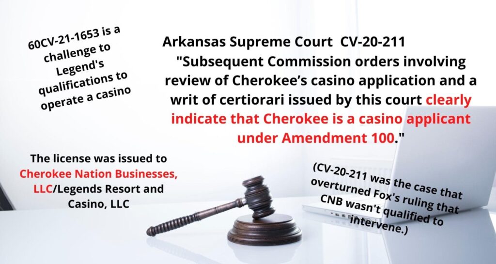 The case that Gulfside and, now, Choctaw are gnawing over is a challenge to whether or not Legends is qualified to be a casino operator under the Arkansas Casino Gaming Rules